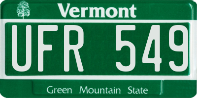VT license plate UFR549