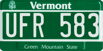 VT license plate UFR583