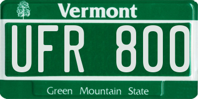 VT license plate UFR800