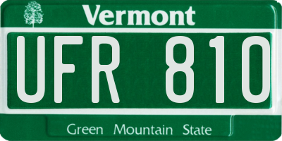 VT license plate UFR810