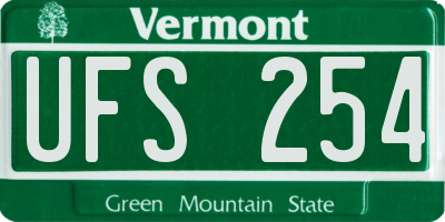 VT license plate UFS254