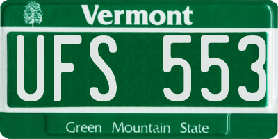 VT license plate UFS553