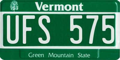 VT license plate UFS575