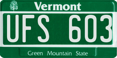 VT license plate UFS603