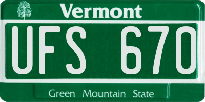 VT license plate UFS670