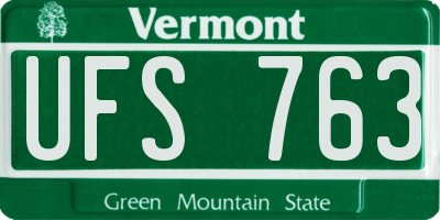 VT license plate UFS763