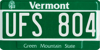 VT license plate UFS804