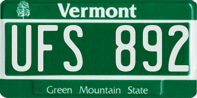 VT license plate UFS892