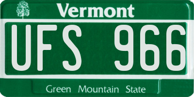 VT license plate UFS966