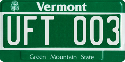VT license plate UFT003