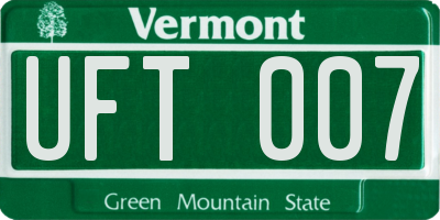 VT license plate UFT007