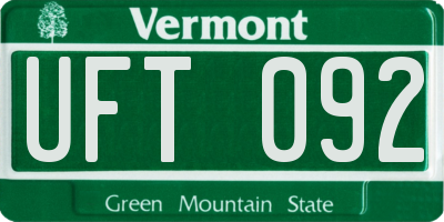 VT license plate UFT092
