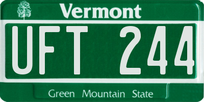 VT license plate UFT244