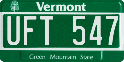 VT license plate UFT547