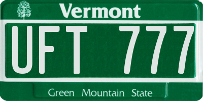 VT license plate UFT777