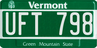 VT license plate UFT798