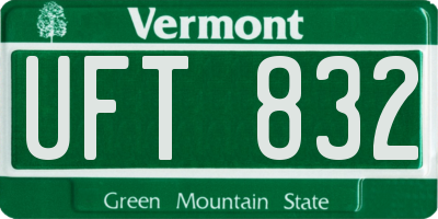 VT license plate UFT832