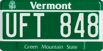 VT license plate UFT848