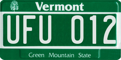 VT license plate UFU012