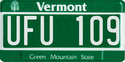 VT license plate UFU109