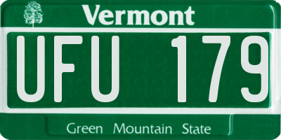 VT license plate UFU179