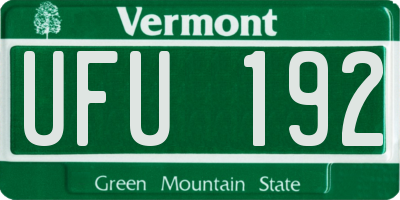 VT license plate UFU192