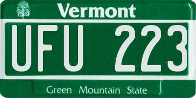 VT license plate UFU223