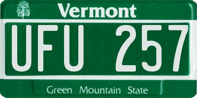 VT license plate UFU257