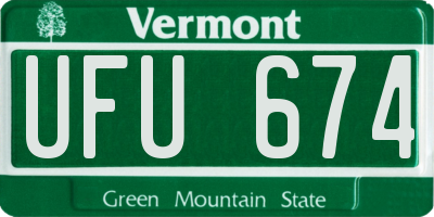 VT license plate UFU674