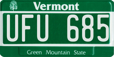 VT license plate UFU685