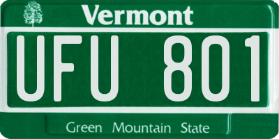 VT license plate UFU801