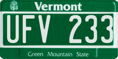 VT license plate UFV233