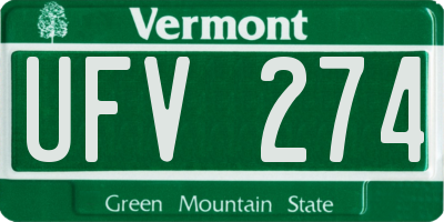 VT license plate UFV274