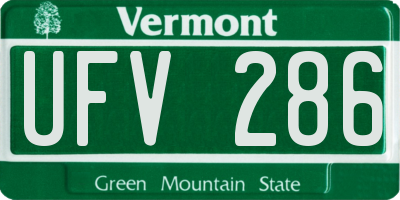 VT license plate UFV286