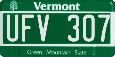 VT license plate UFV307