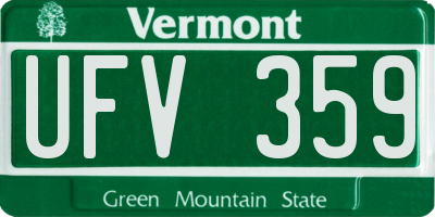VT license plate UFV359