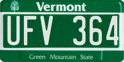 VT license plate UFV364