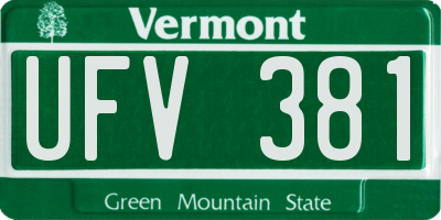 VT license plate UFV381