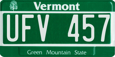 VT license plate UFV457
