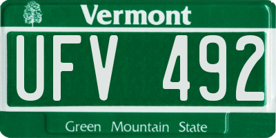 VT license plate UFV492
