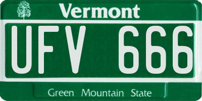 VT license plate UFV666