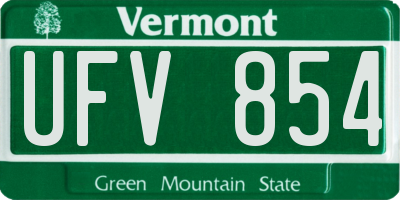 VT license plate UFV854