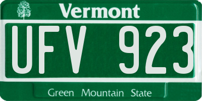 VT license plate UFV923