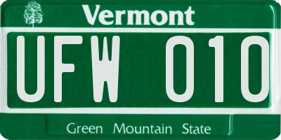 VT license plate UFW010