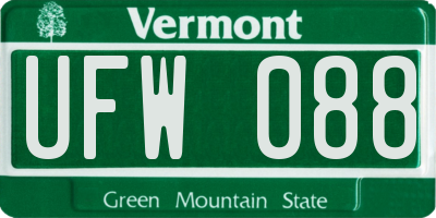 VT license plate UFW088
