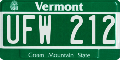 VT license plate UFW212