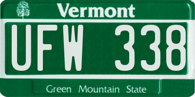 VT license plate UFW338