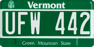 VT license plate UFW442