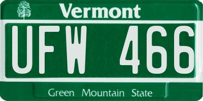 VT license plate UFW466