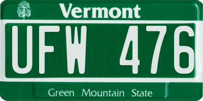 VT license plate UFW476